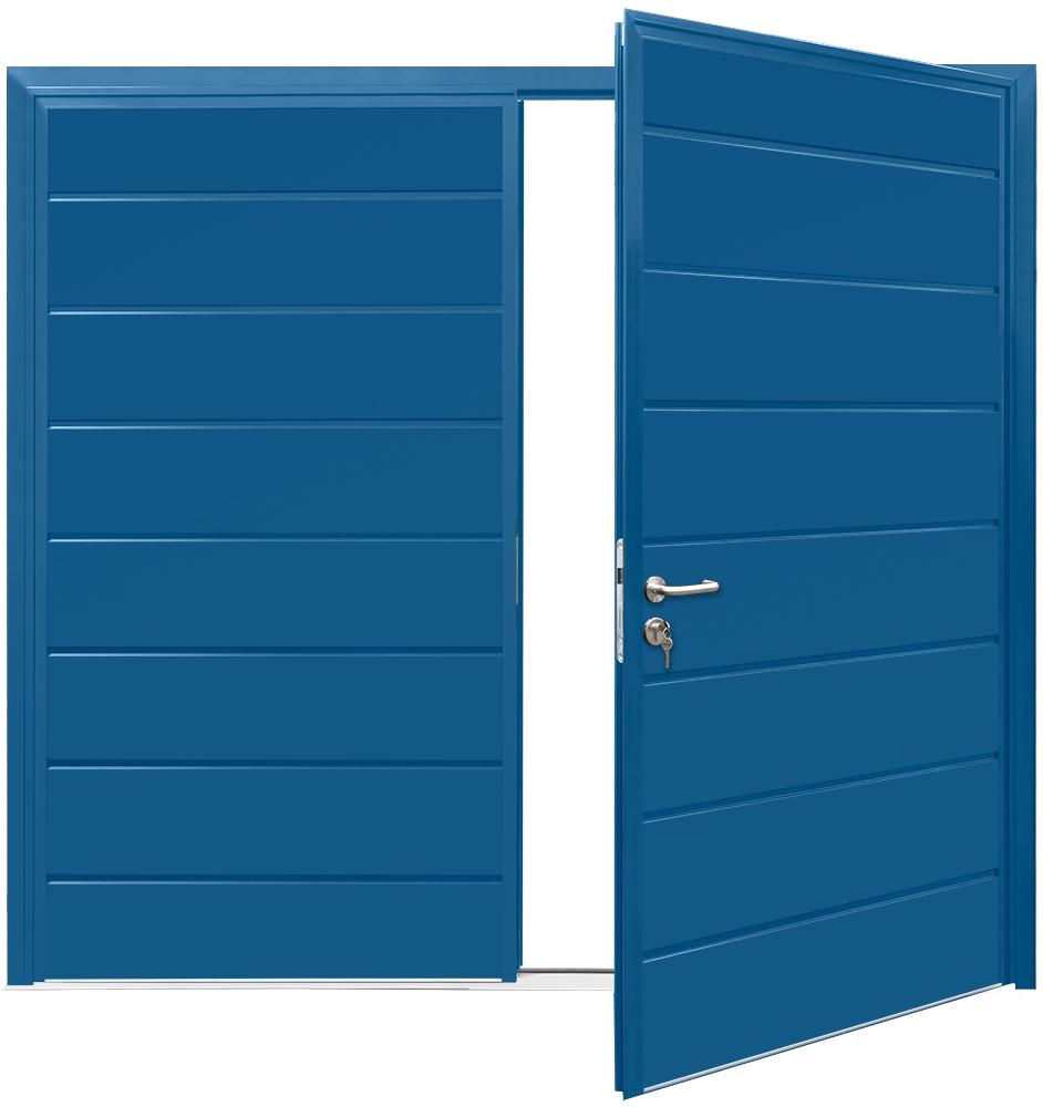 Teckentrup Insulated CarTeck Side Hinged Centre Ribbed Horizontal - Gentian Blue RAL 5010