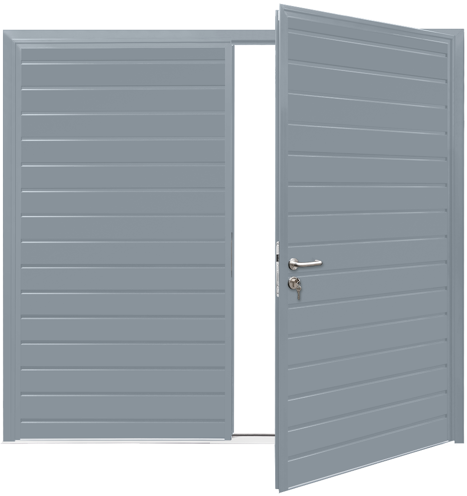 Teckentrup Insulated CarTeck Side Hinged Standard Ribbed Horizontal - Silver Grey RAL 7001