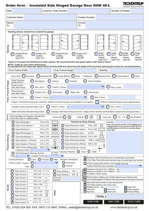 Insulated Side Hinged Garage Door (Order Form) cover